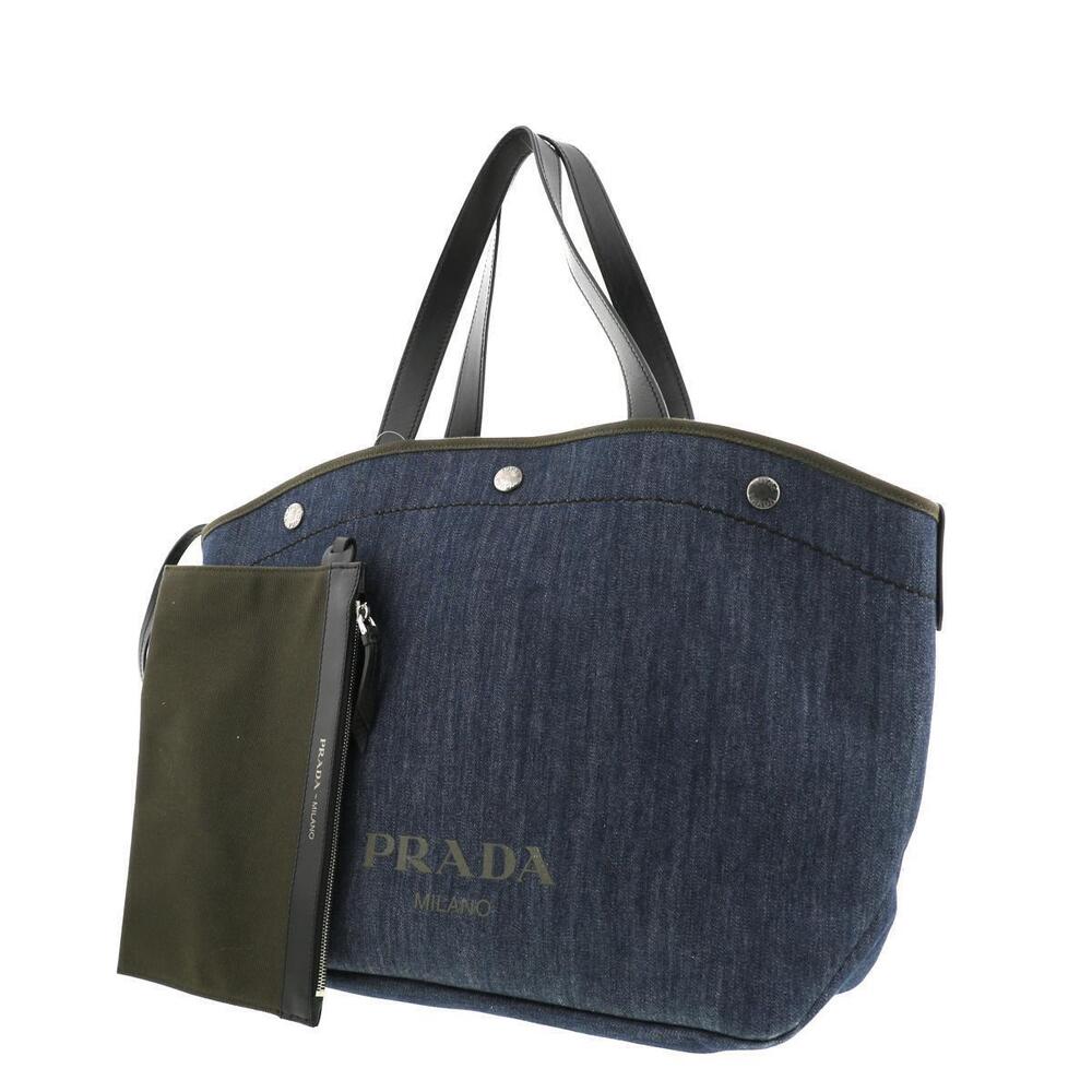 Prada Denim Tote Bag Logo